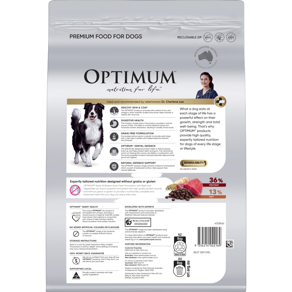 OPTIMUM™ Grain Free Adult All Breed with Beef & Vegetables Dry Dog Food