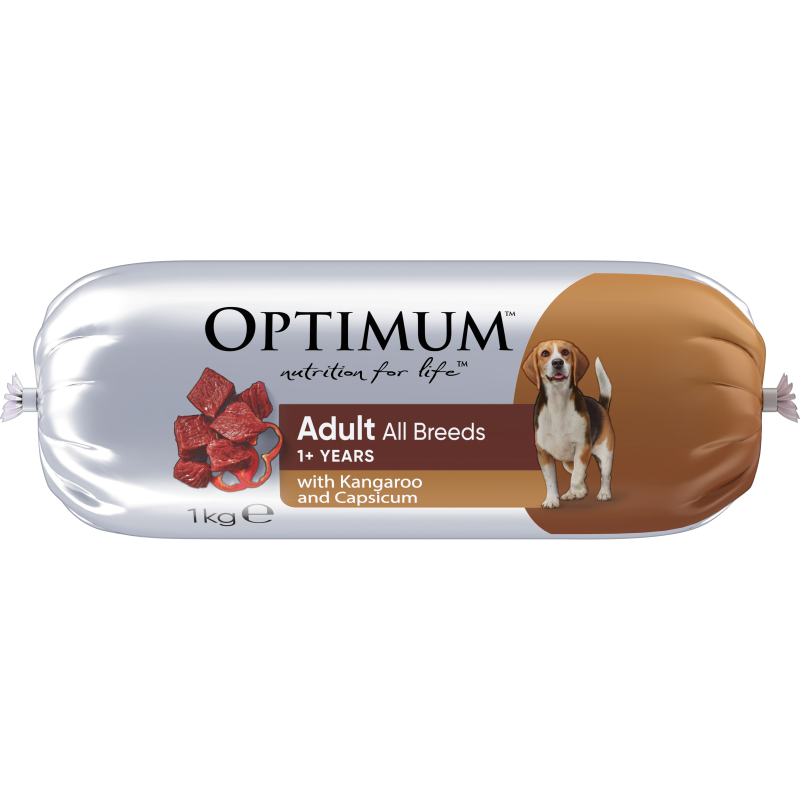 adult chilled dog food roll with kangaroo