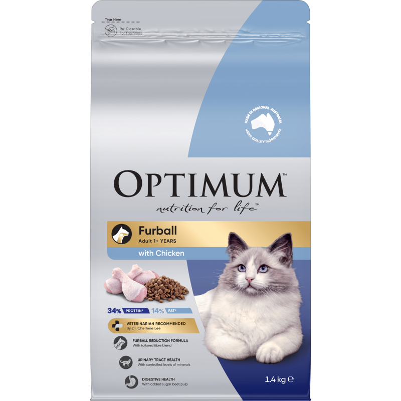furball control adult dry cat food with chicken pack