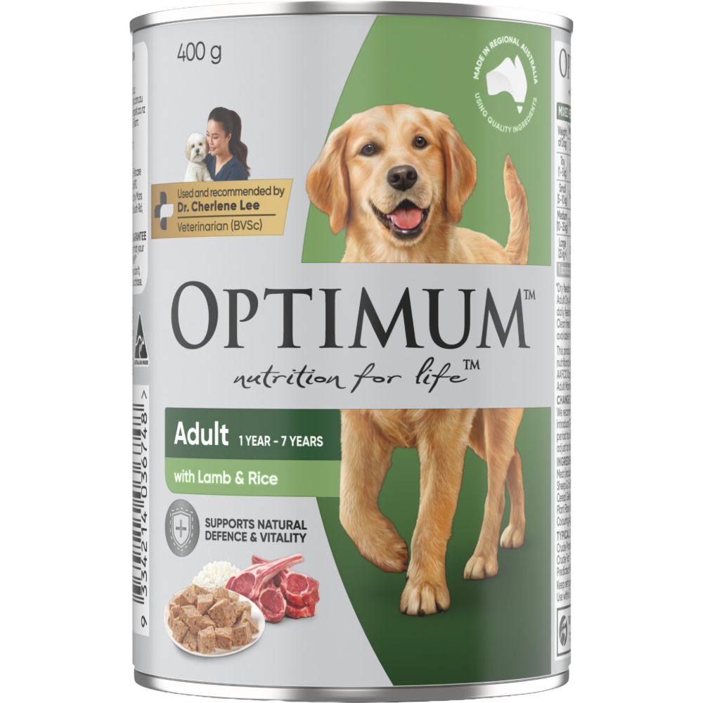 adult wet dog food can with lamb