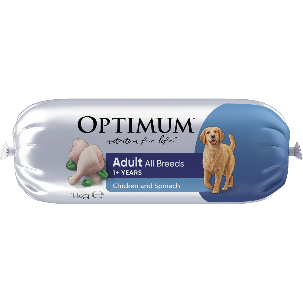 adult chilled dog roll with chicken and spinach