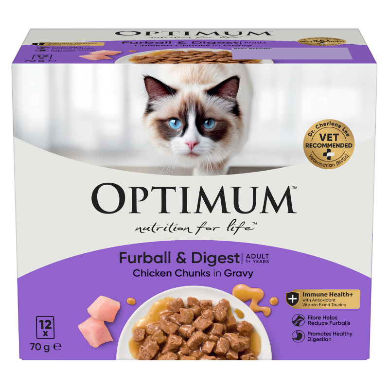 Optimum furball and digest wet cat pouch 12 pack