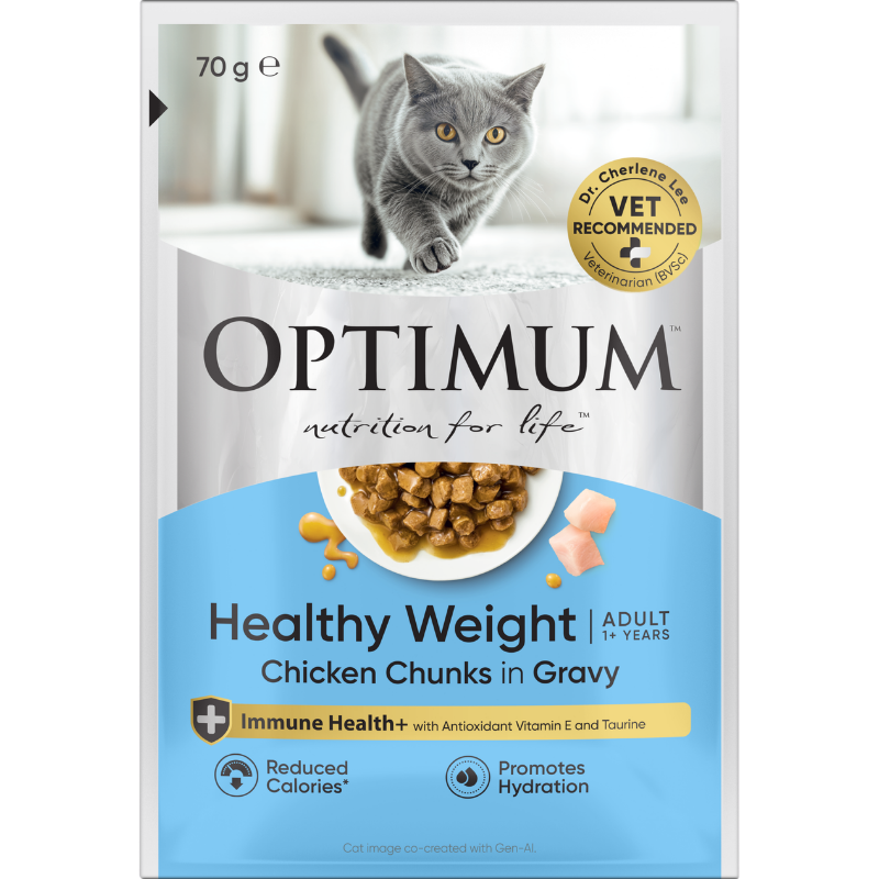 Optimum healthy weight wet cat pouch