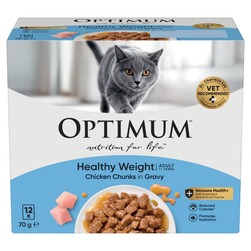 Optimum healthy weight wet cat food pouch 12 pack