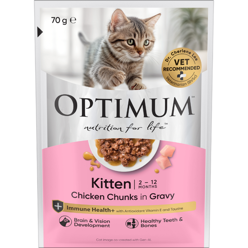 Optimum kitten pouch food front of pack
