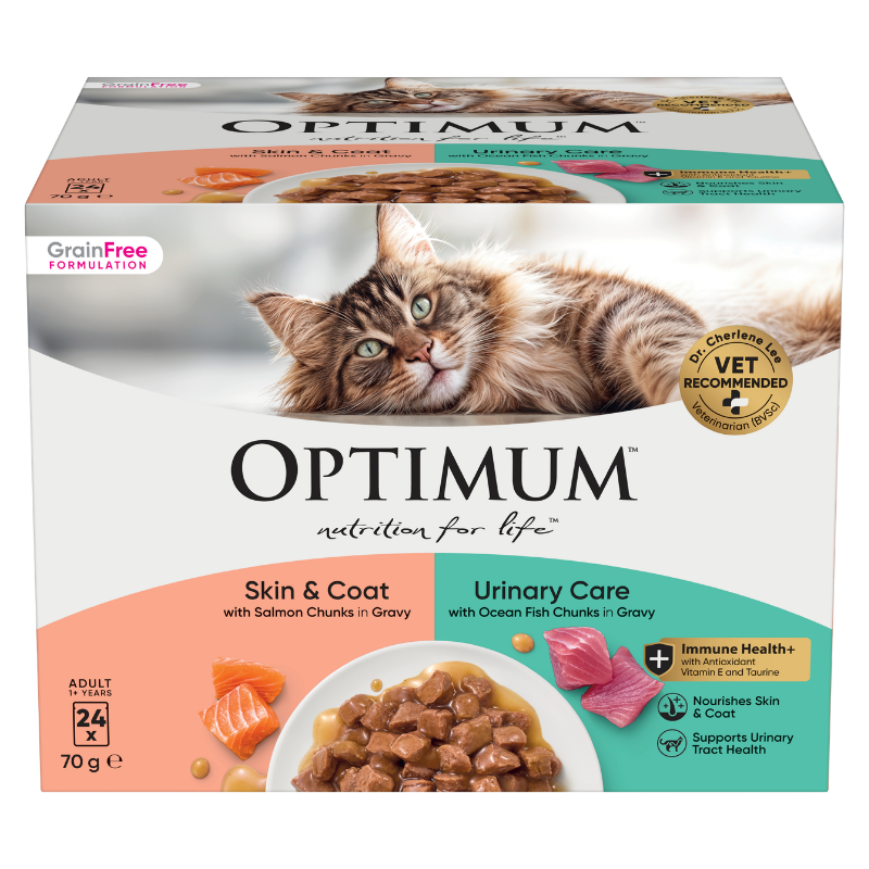 Optimum skin and coat and urinary care wet cat pouches
