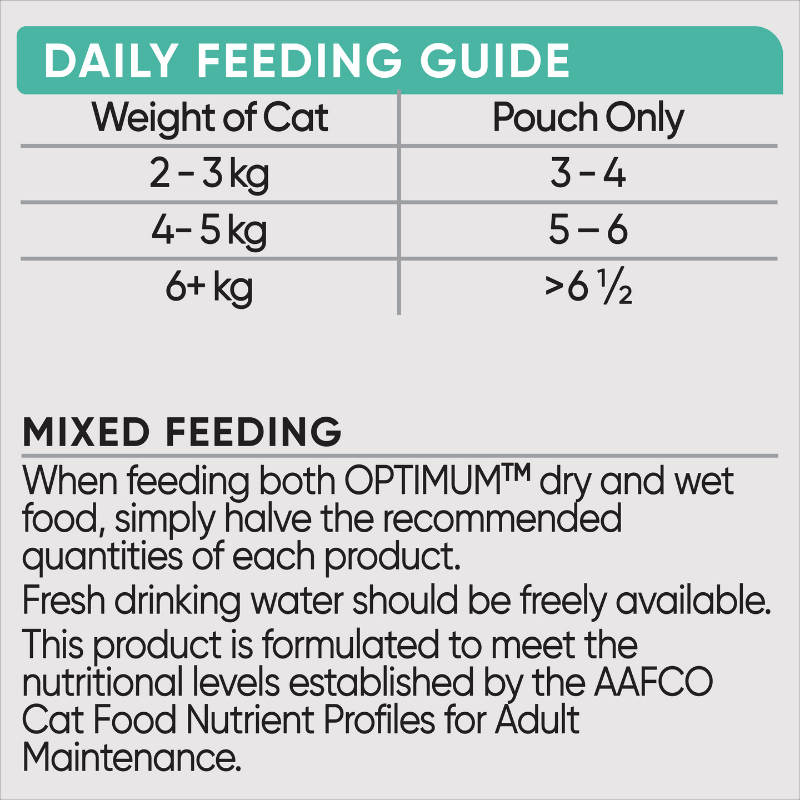 Optimum urinary care wet cat pouch with ocean fish in gravy feeding guidelines